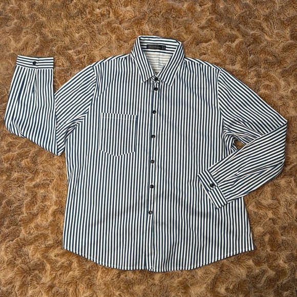 Zanzea Collection Blue Striped Women’s Shirt size 16 - Picture 1 of 11
